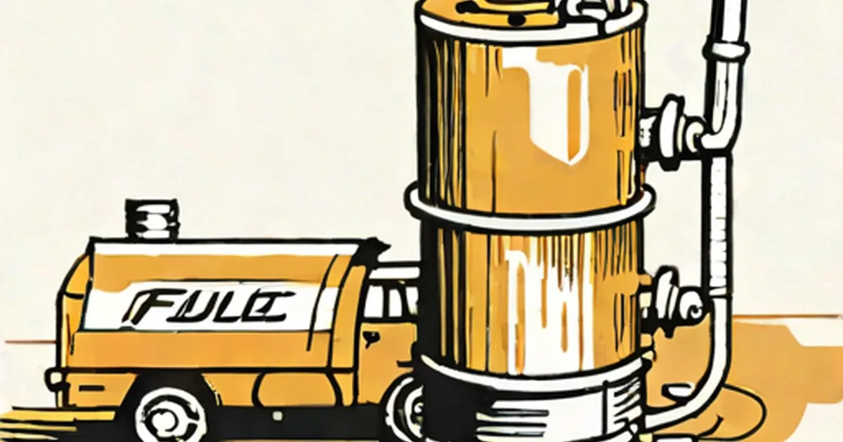 Cylindrical fuel filter with connected fuel lines and supply tank
