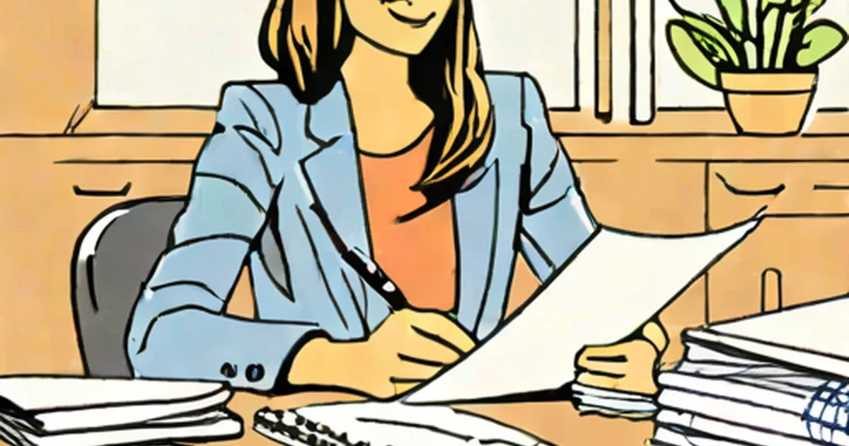 Woman reviewing loan application documents at desk