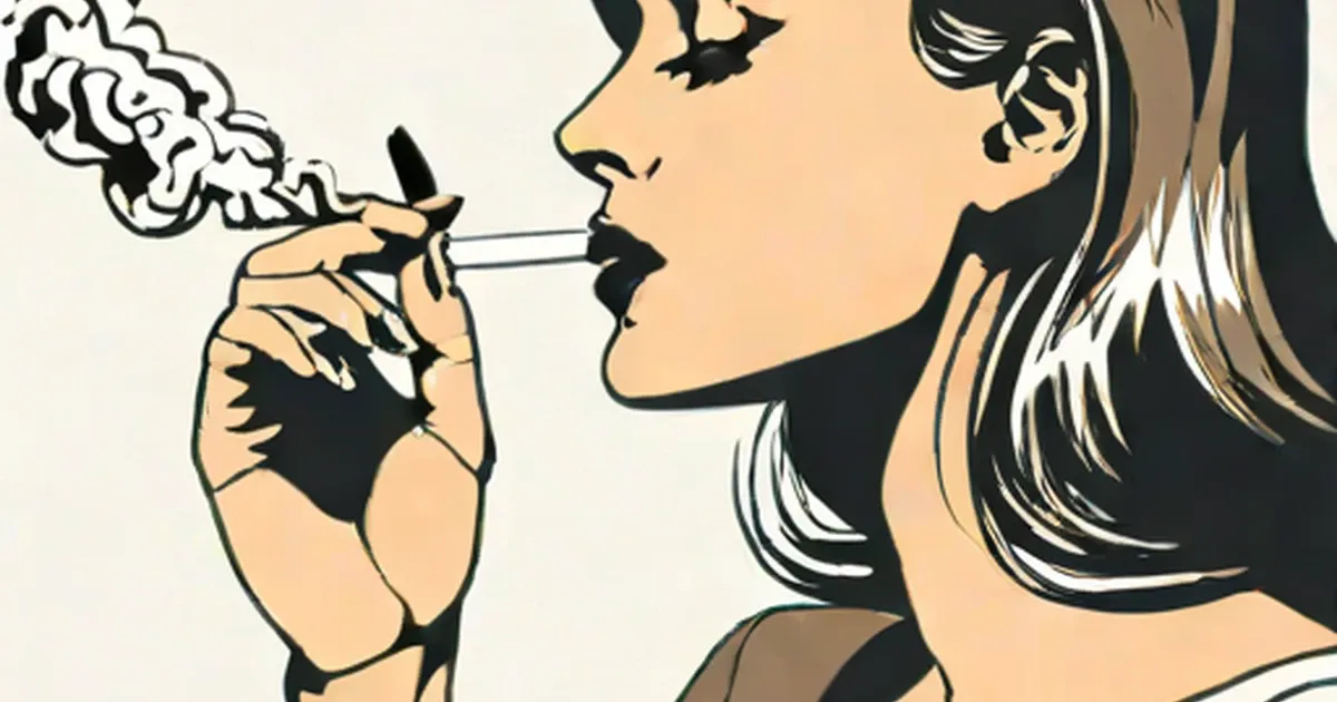 Woman in profile smoking a cigarette