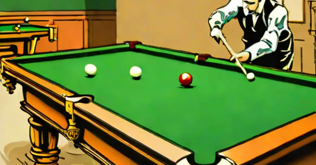 Snooker player in formal wear preparing a shot at an ornate table