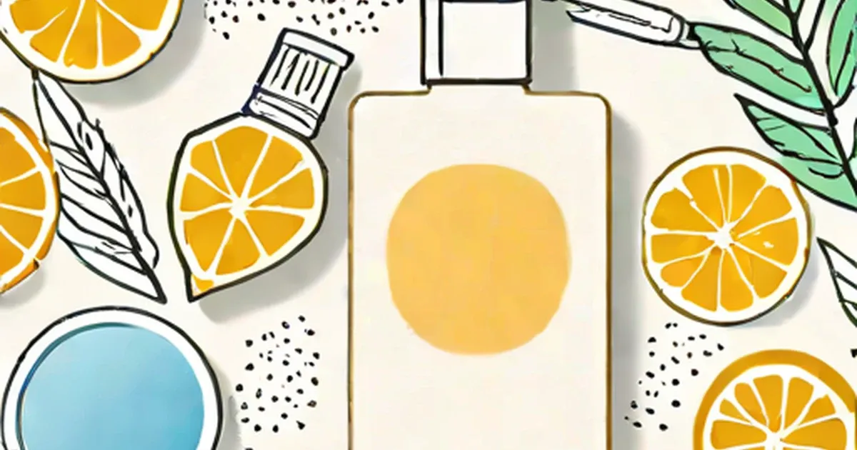 Sunscreen bottle among orange slices and green leaves