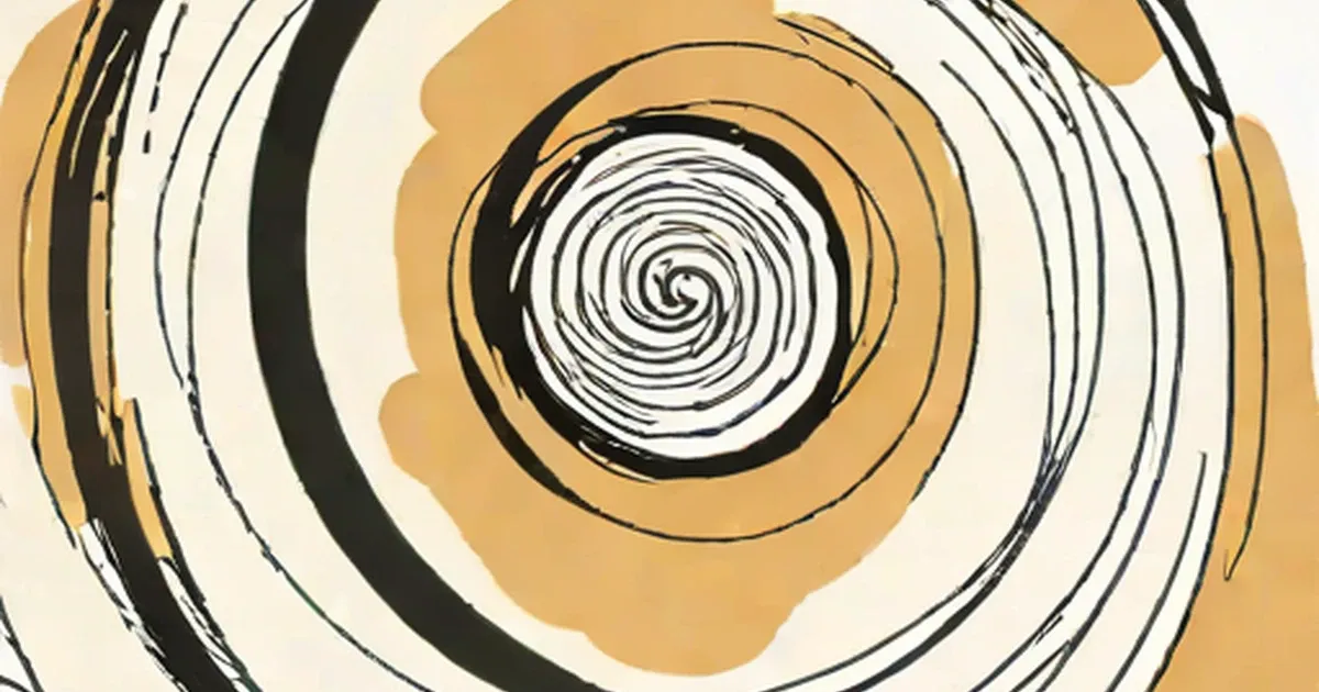 Concentric spiral pattern with alternating black, white, and tan bands