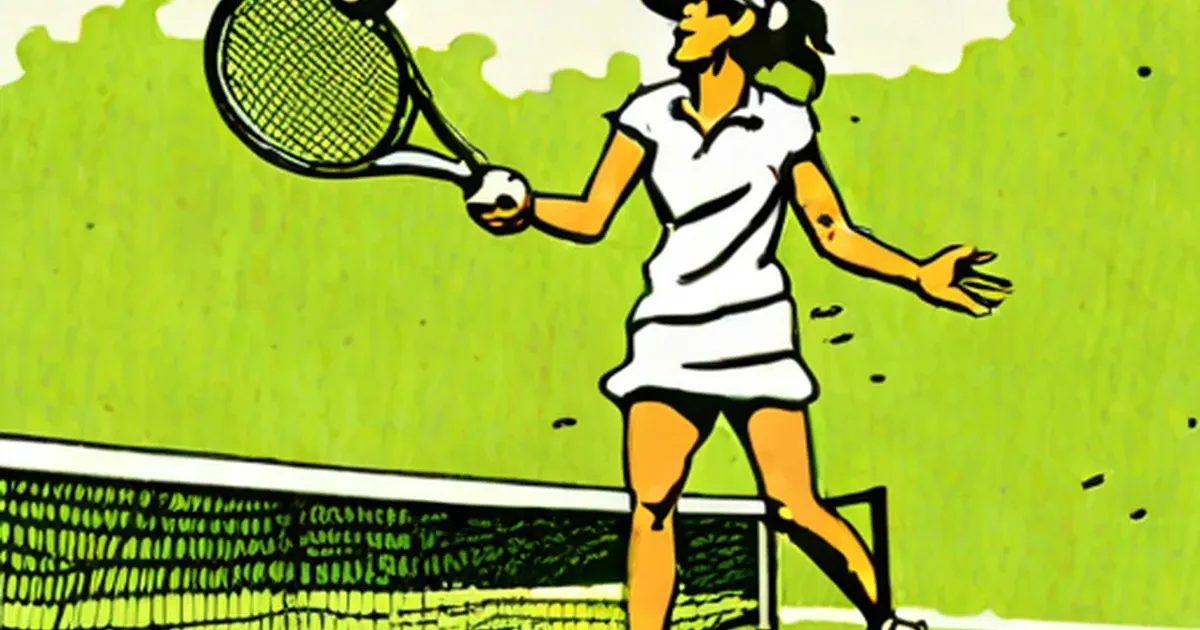 Tennis player in white dress raising her racket on a bright green court