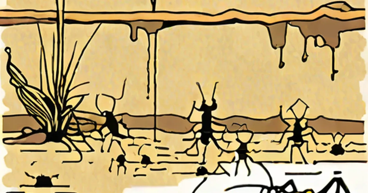Cross-section of wood with termites and hollow damage galleries