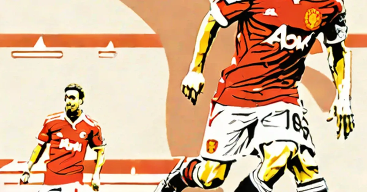 Illustrated Manchester United players wearing red jerseys