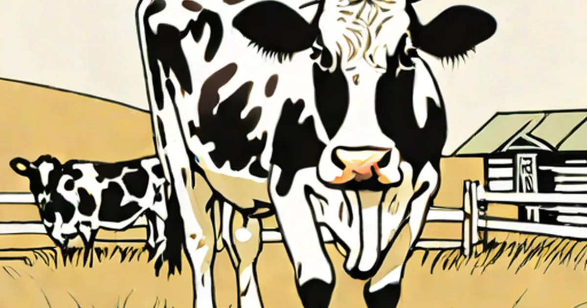 Two identical black and white dairy cows on a farm
