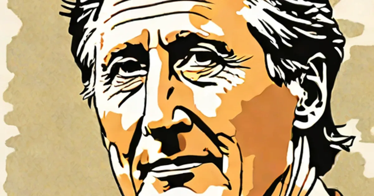Stylized portrait of Sebastian Coe using orange, white, and black