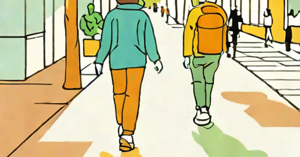 People walking and jogging on a city street