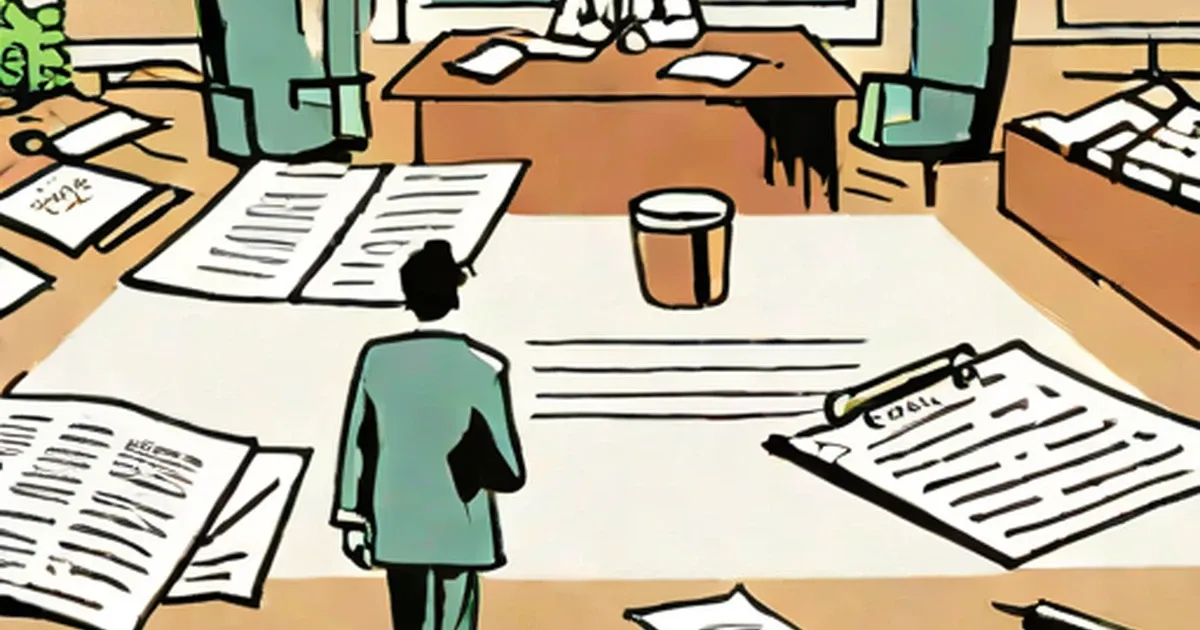 Person at a desk surrounded by financial and legal documents