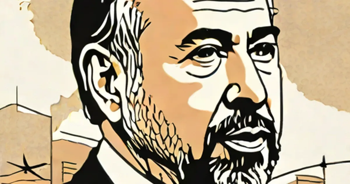 Stylized portrait of Avigdor Lieberman with dark beard