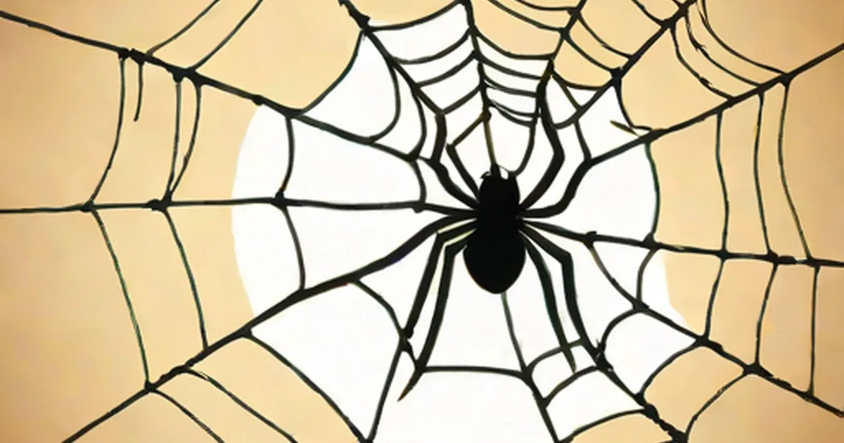 Spider silhouette positioned at the center of a geometric web