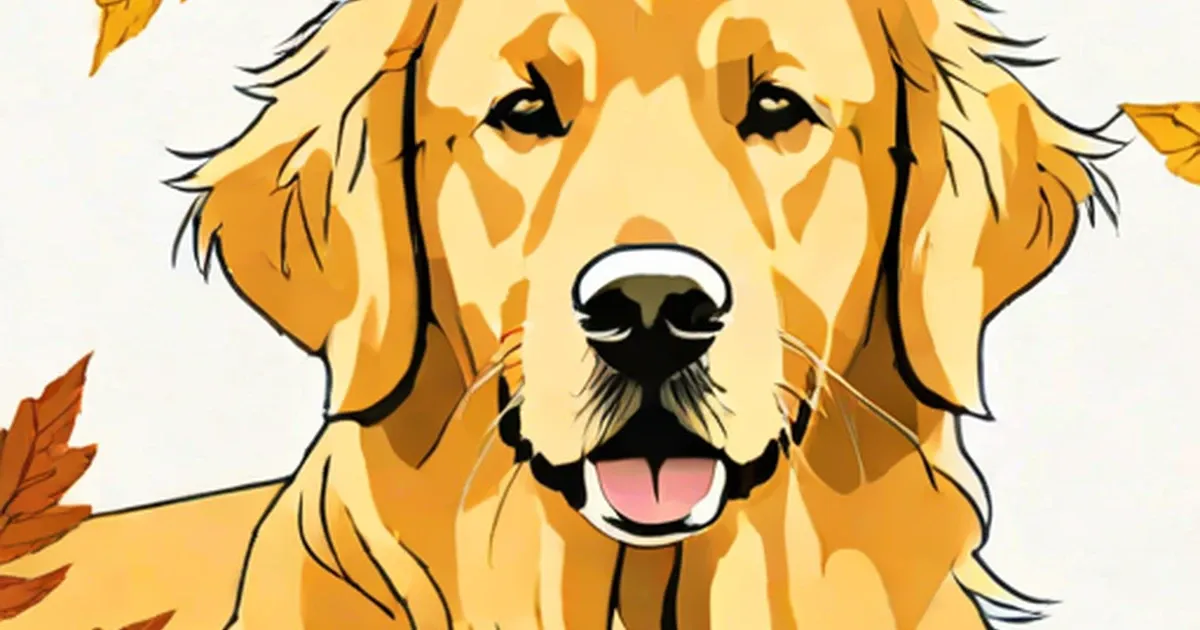 Illustrated golden retriever portrait with tongue out
