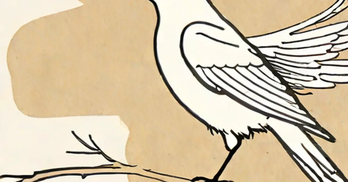 White crow with outstretched wings illustrated against a tan background
