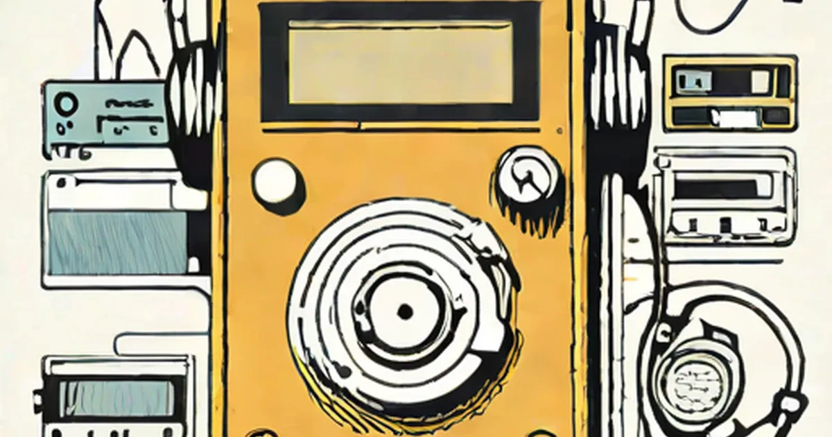 Yellow Sony Walkman surrounded by cassette players and headphones