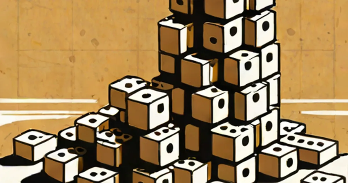 Jenga tower tilting with removed blocks scattered at its base