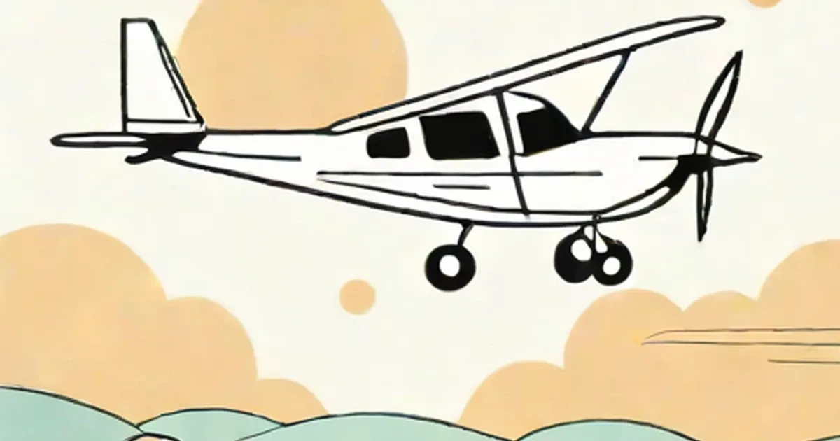 Propeller plane illustration flying through clouds