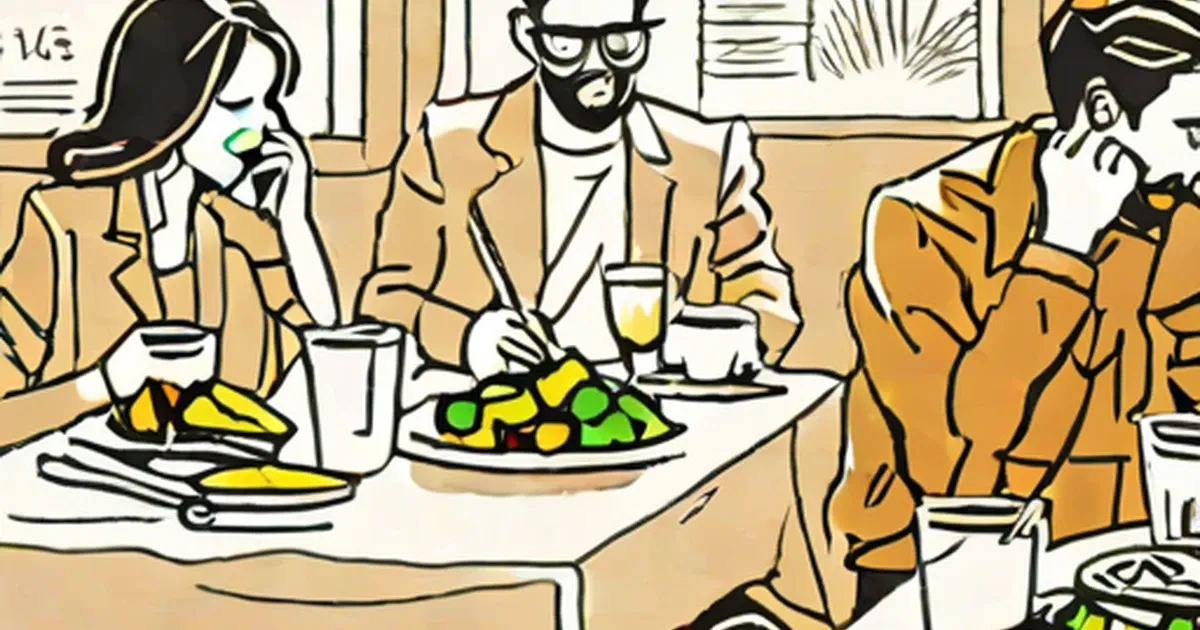 Business professionals eating lunch at a table