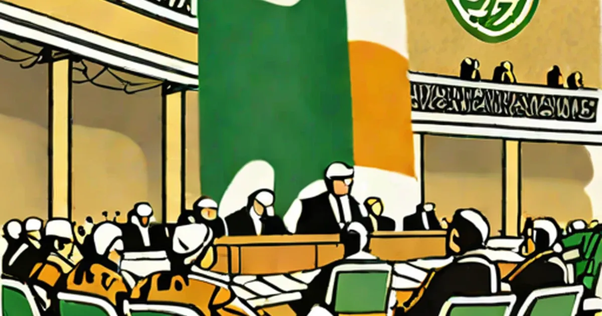 Arab League delegates seated at a formal assembly conference table