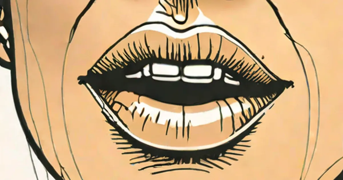 Illustrated lips with a tongue piercing