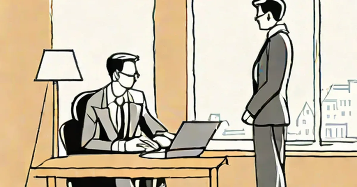 Man at desk consulting with a businessman in an office