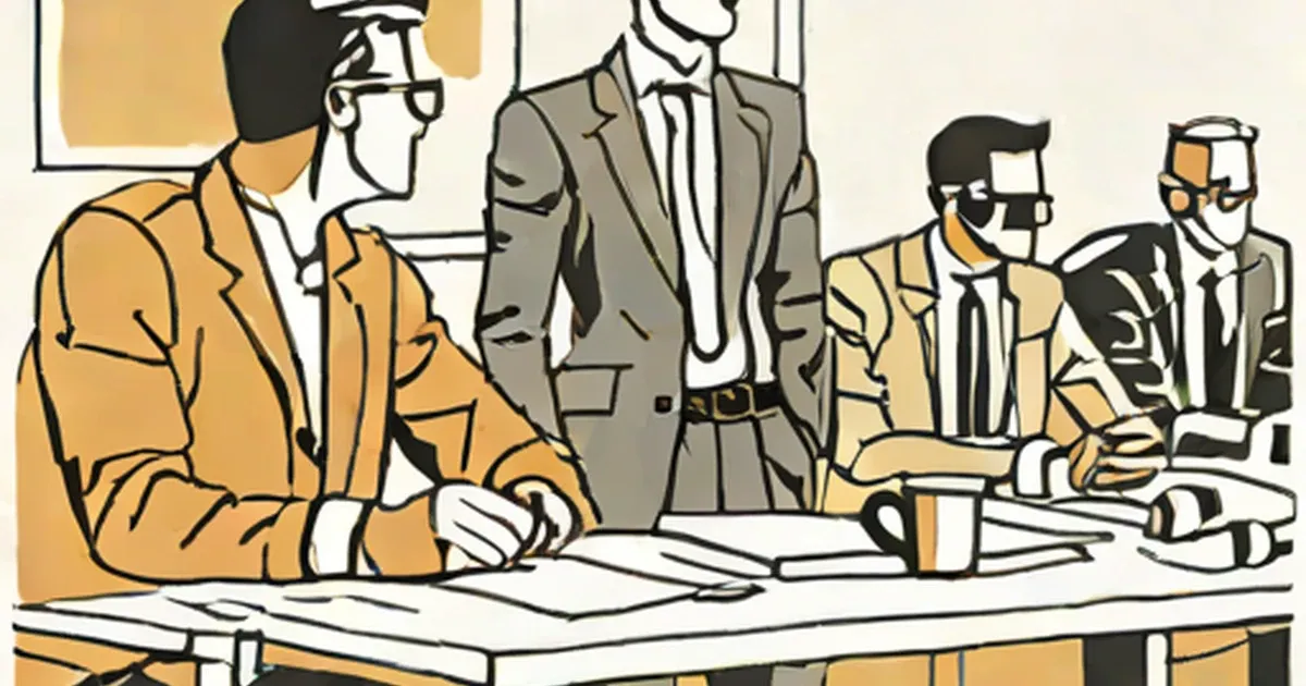 Men in business suits seated around a conference table during a meeting
