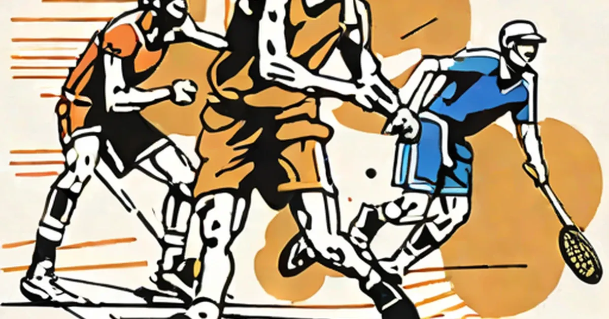 Stylized illustration of athletes in boxing, equestrian, and tennis
