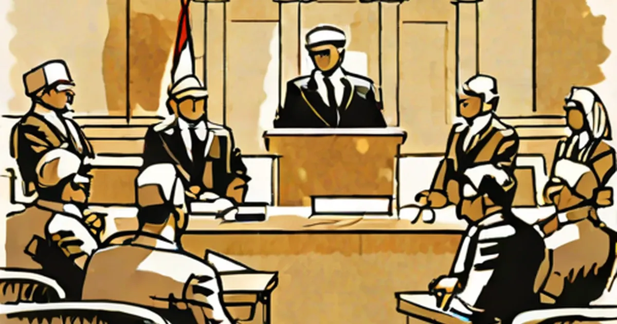 Iraqi military officers in a courtroom during trial proceedings