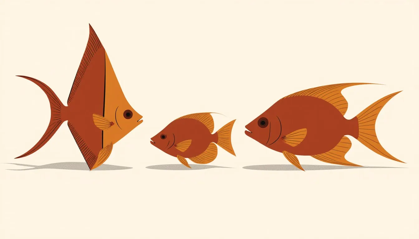 Three tropical fish with contrasting body shapes, fins, and markings, illustrating how to tell species apart