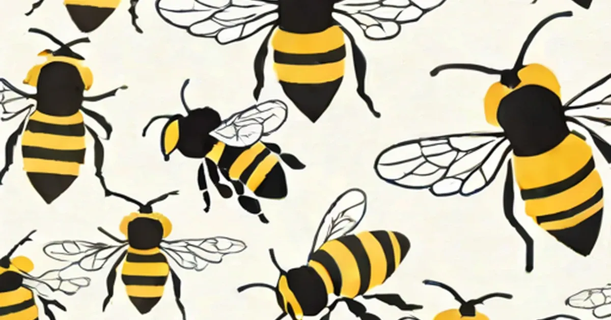 Multiple bee illustrations with yellow and black stripes
