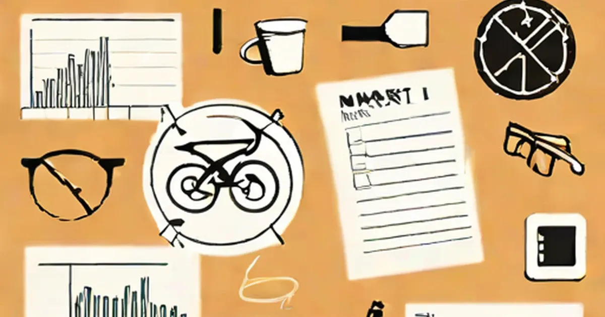 Brain surrounded by market research tools including charts, survey forms, and business icons