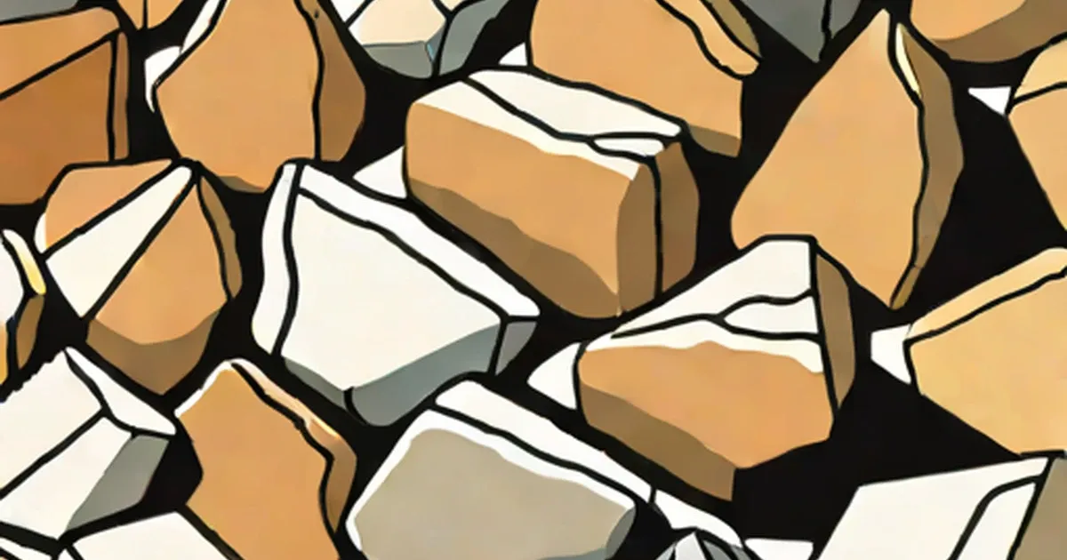 Illustration of tan, brown, and white polygonal rocks clustered together