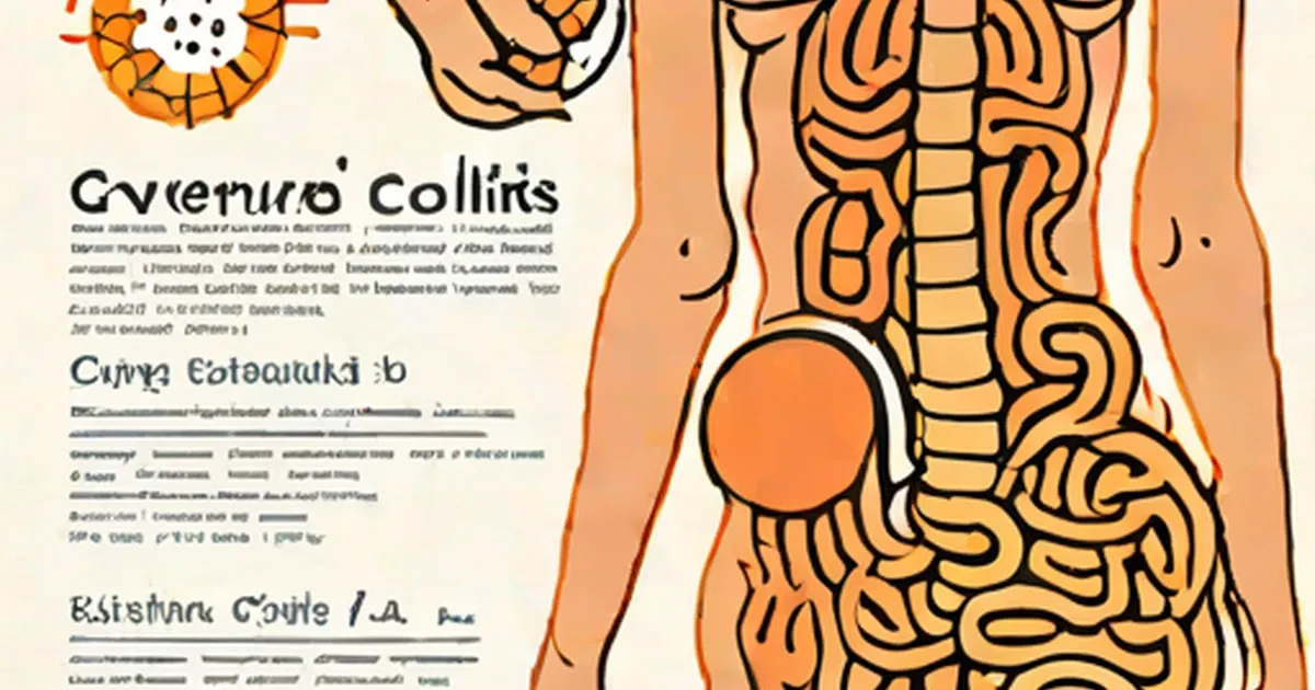 Anatomical illustration of the colon highlighting areas of inflammation