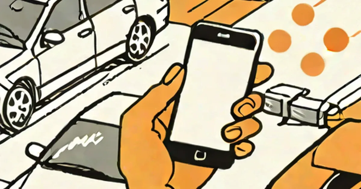 Two hands holding smartphones while driving