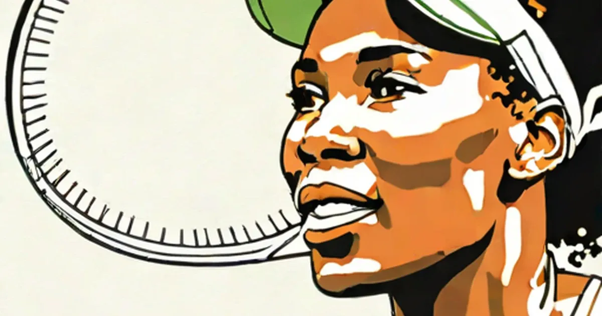 Venus Williams illustration in profile with a tennis racket