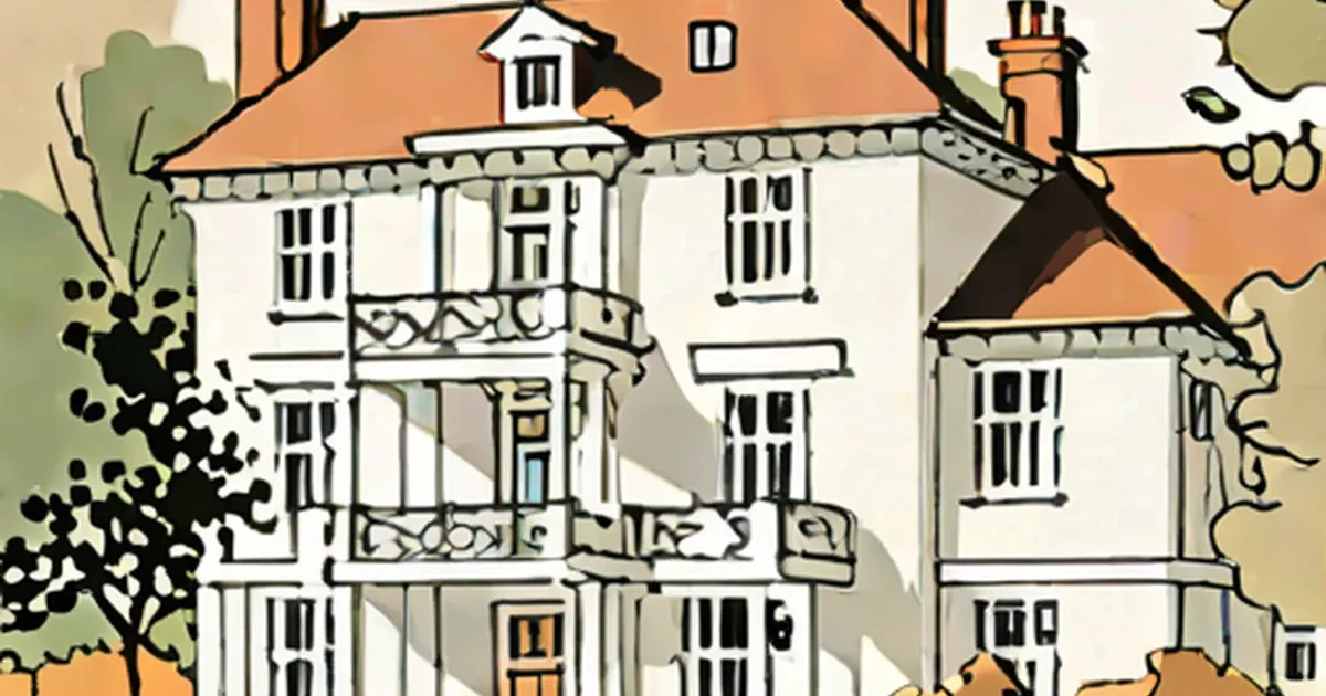 Grand manor house with terracotta roof, cream walls, and surrounding gardens