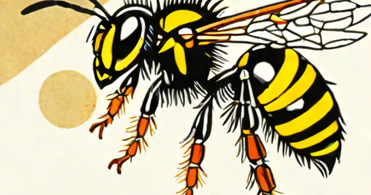 Two illustrated wasps with yellow and black stripes and transparent wings