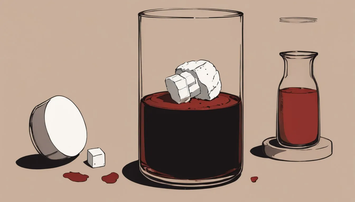 A blood vial showing a fatty layer above sugar cubes, a wine glass, and a pill, symbolizing triglyceride culprits.