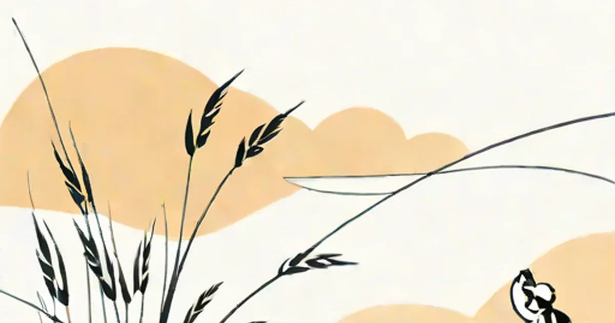 Wheat stalks bending in the wind