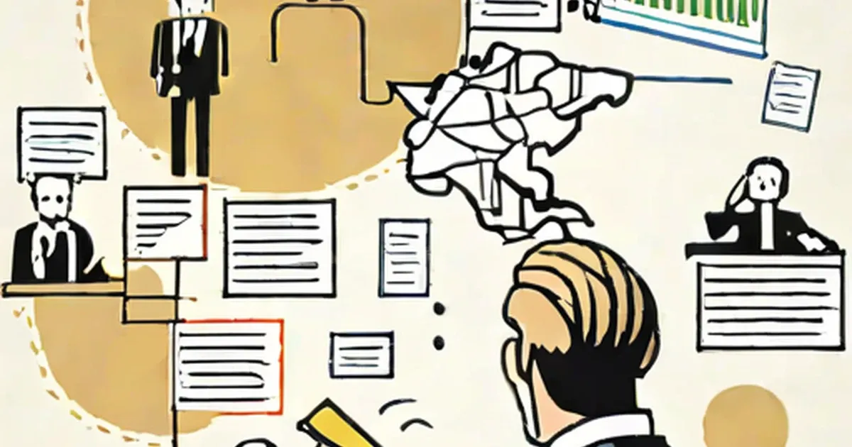 Businesspeople manage complex interconnected financial networks and documentation