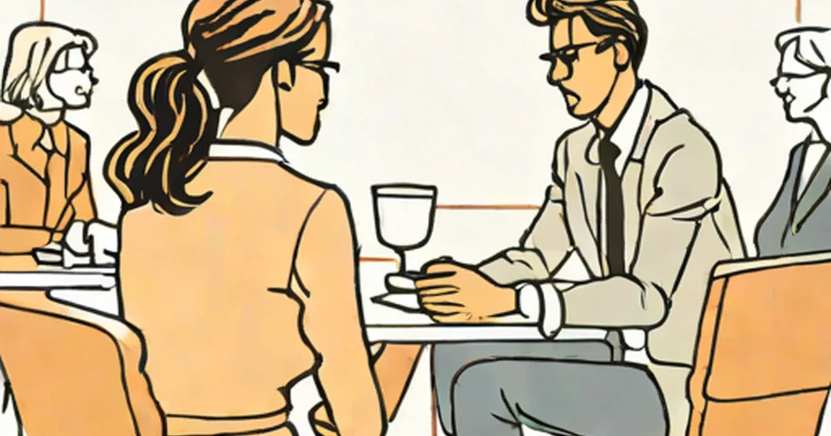 People in business attire having a conversation