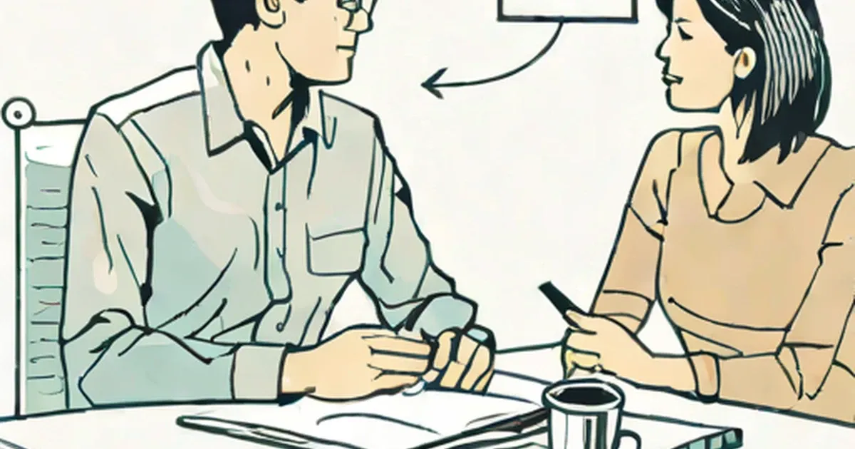 Two people facing each other across a table in conversation