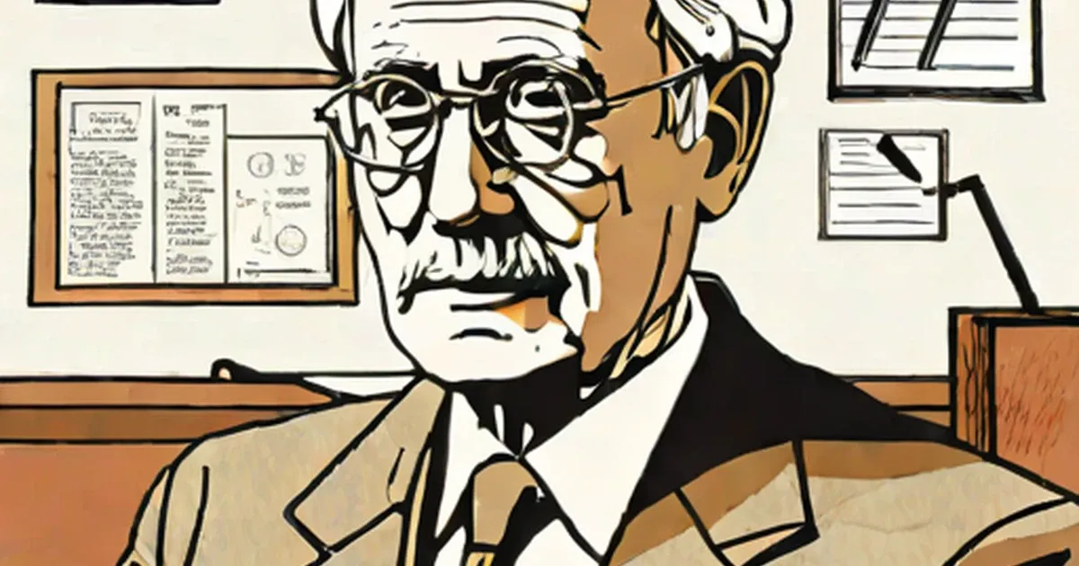 William French Anderson, older man with white mustache and glasses in a laboratory office