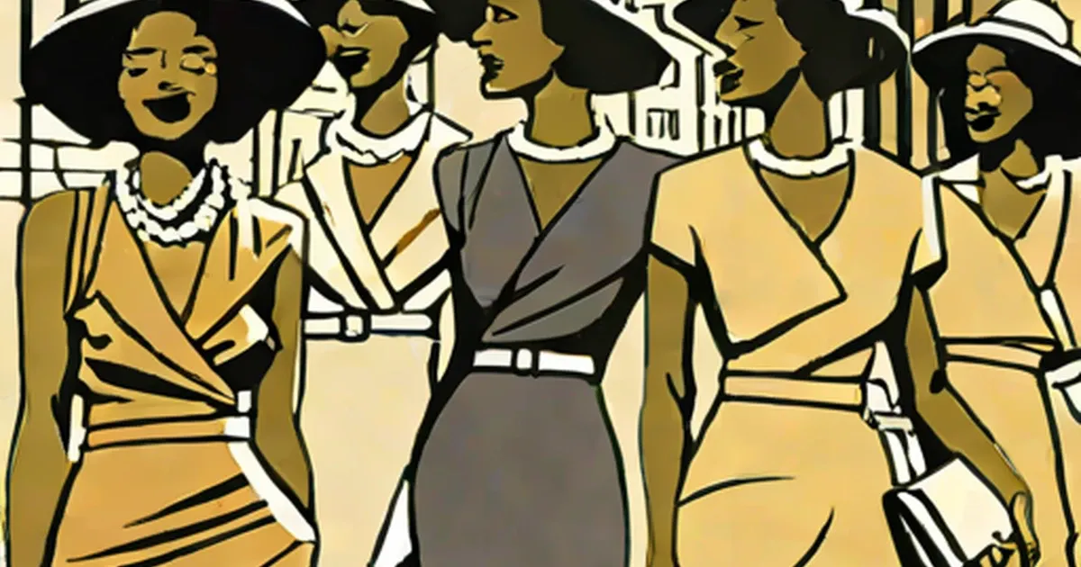 Art deco illustration of Black women in stylish 1920s fashion and jewelry