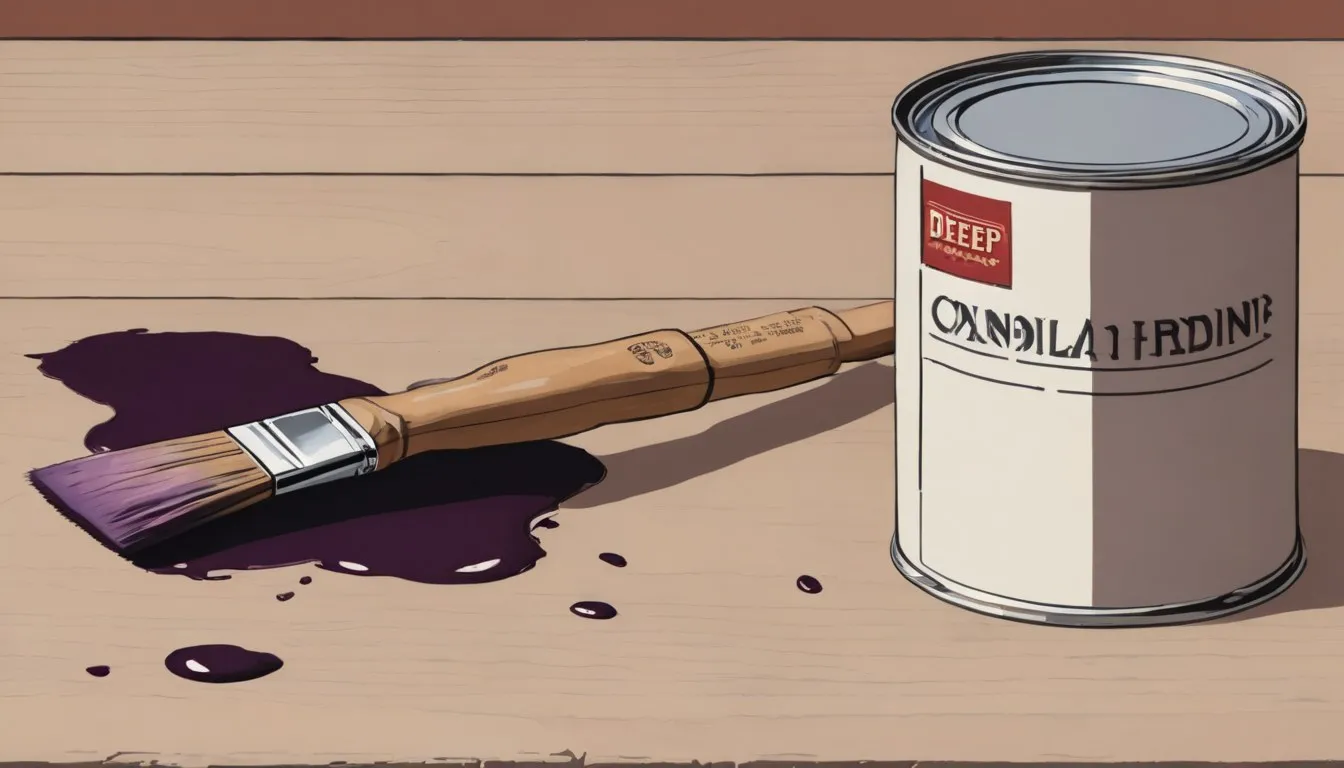 A wood rot repair kit still-life: liquid hardener, epoxy filler, and a putty knife beside a patched section of trim