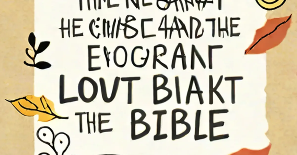 Handwritten biblical text with decorative watercolor leaves on cream background