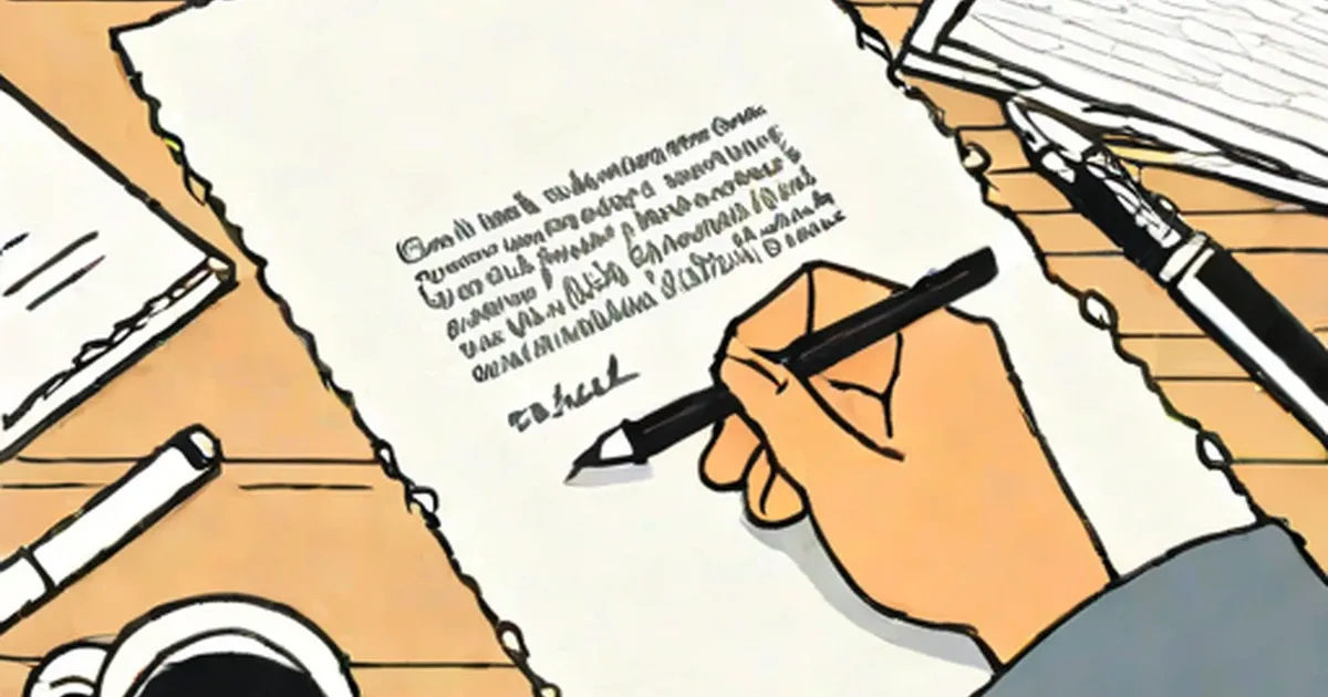 Hand writing on a contract with a pen