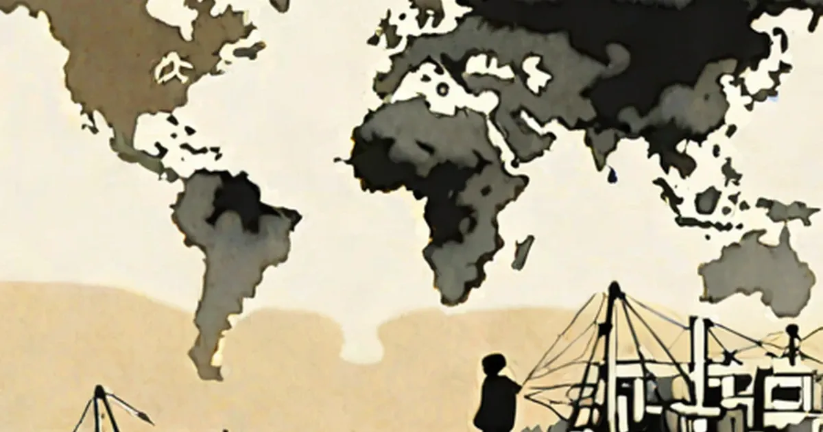Vintage world map with sailing ships rendered in black silhouette